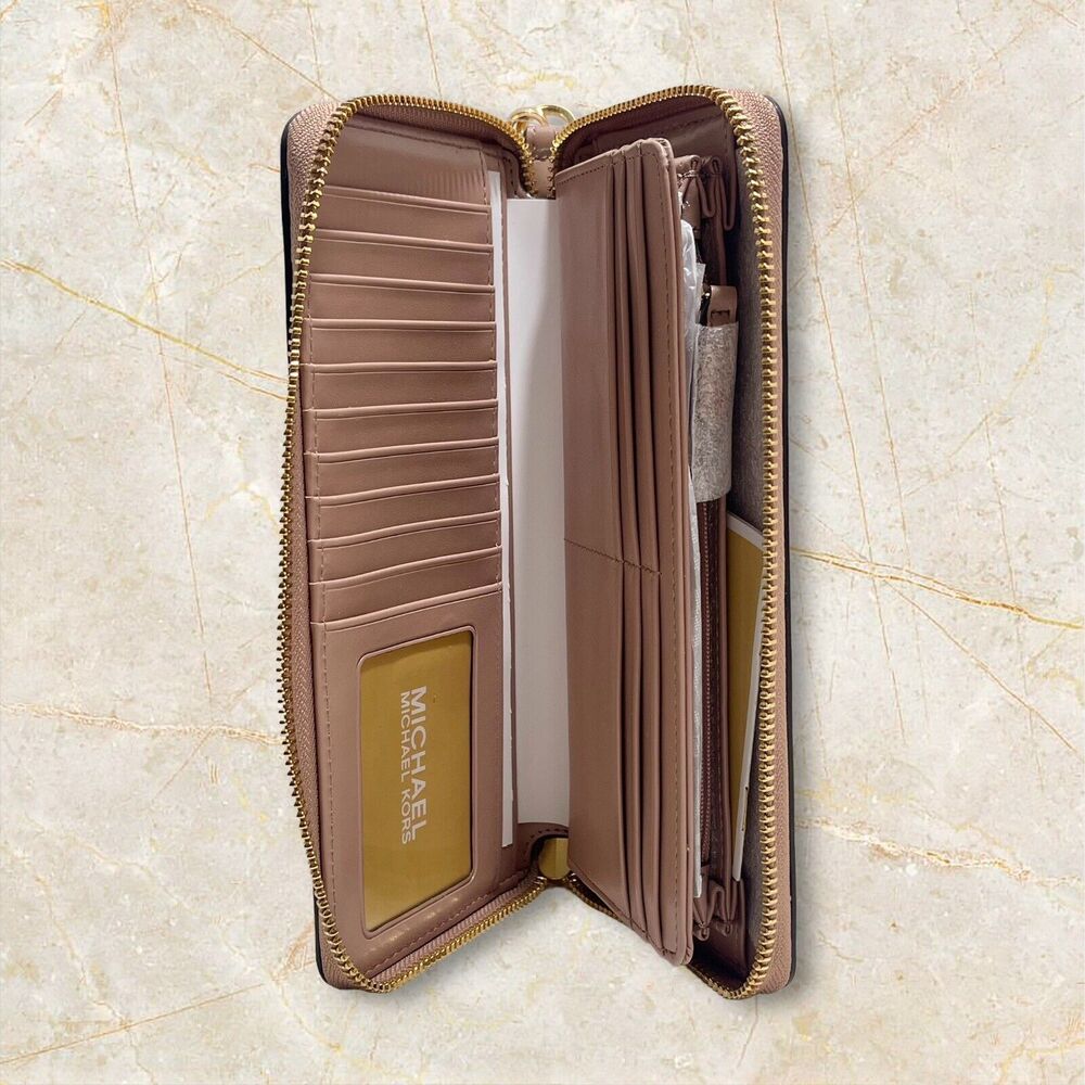 Michael Kors Jet Set SIGNATURE Travel Continental Wallet - Fawn/Gold  NWT - Picture 11 of 12